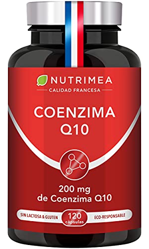 Coenzima Q10 100% Natural | Potente Antioxidante Piel Colesterol | CoQ10 Anti Edad Arrugas Líneas de Expresión Regenerador Celular Sistema Inmunológico | 120 Cápsulas Fabricado en Francia