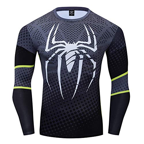 COJETER Negro Spider Camisetas para Hombres Fitness Sports Compresi¨®n Pullover Camisetas de Manga Larga para Adultos Superh¨¦roes