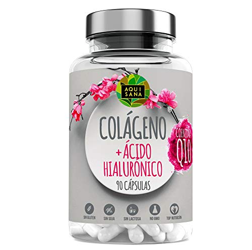 Colágeno Marino 90 Cápsulas – Colageno Marino Con Ácido Hialurónico Q10| Vitamina C y Ácido Hialurónico | Suplemento - Piel Radiante - Buen Mantenimiento de las Articulaciones| Aquisana