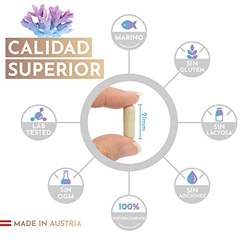 Colageno Marino Hidrolizado 1000mg alta dosis - 120 Cápsulas + Manganeso, Coenzima Q10, Zinc, Cobre, Vitaminas C y Biotina - Libre de aditivos, Fabricado en Austria por VROODY