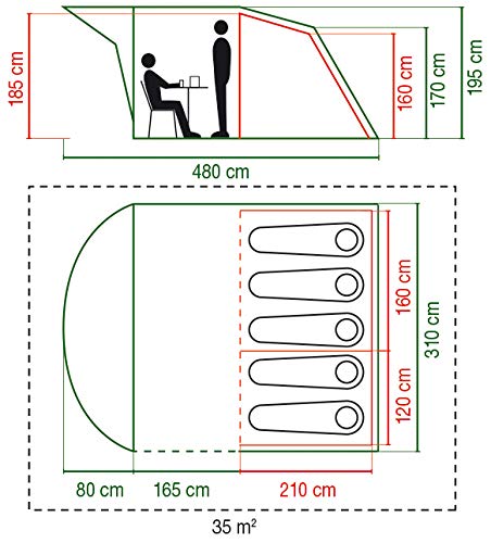 Coleman 5 Personas con Tunnelzelt nachtschwarzer Schlafkabine Rocky Mountain 5+ (estanco WS 4.500 mm)