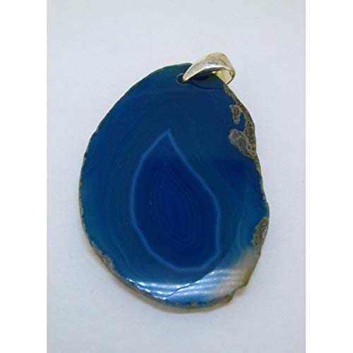 Colgante de Agata (baño de Plata) Color Azul Minerales y Cristales, Belleza energética, Meditacion, Amuletos Espirituales