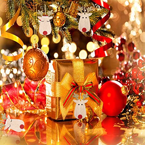 Colgantes con Forma de árbol de Navidad de Madera, Adornos Madera Navidad, 24 Piezas Adornos Navideños de Madera, Colgantes de Madera para Navidad, Adornos de Madera para árboles de Navidad.