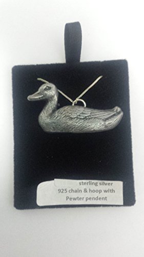 Collar de plata de ley 925 con efecto de estaño de pato, 66 cm