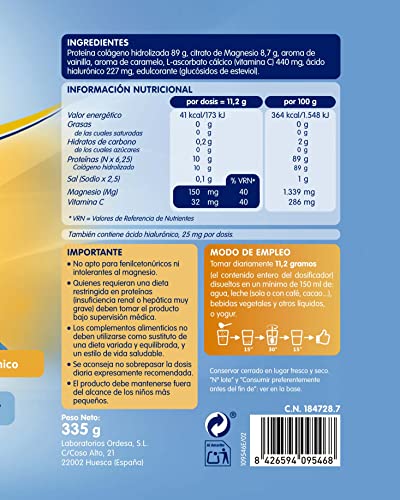 Colnatur Complex - Colágeno Natural para Músculos y Articulaciones, Vitamina C, Magnesio y Ácido Hialurónico, Sabor Vainilla, 335 gr