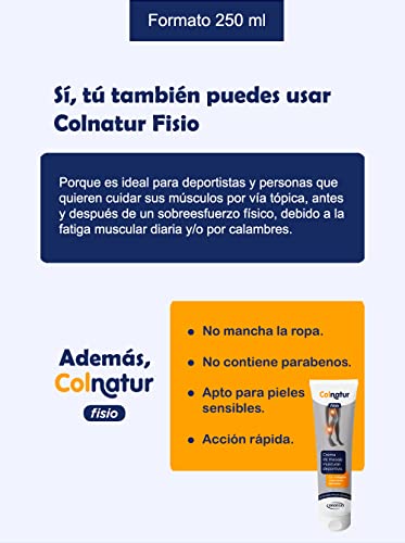 Colnatur Fisio – Crema de Masaje Muscular Deportivo, con Colágeno y Extractos Naturales, 250 ml