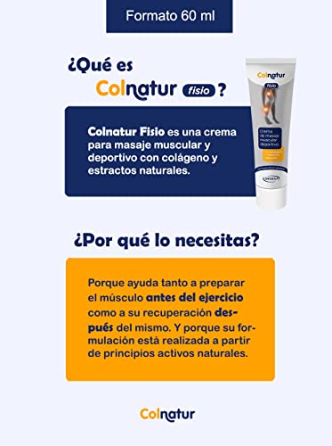 Colnatur Fisio – Crema de Masaje Muscular Deportivo, con Colágeno y Extractos Naturales, 60 ml