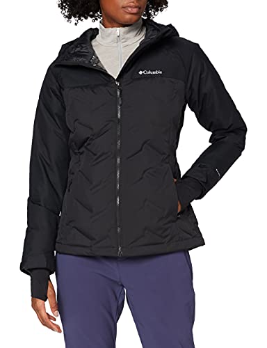 Columbia Grand Trek, Chaqueta de plumas impermable con capucha, Mujer, Gris (Shark Heather), Talla S