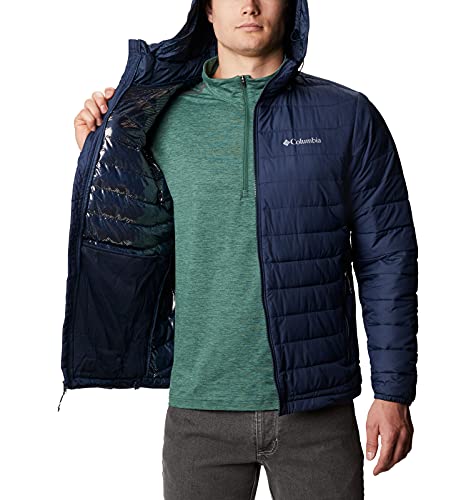 Columbia Powder Lite Hooded , Chaqueta Hombre, Azul (Collegiate Navy), XL