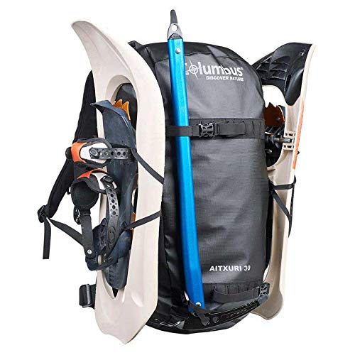 COLUMBUS Mochila Aitxuri 30 Montañismo Invernal Ajustable, con Flujo de Aire en la Espalda y Sistema de Transferencia de Carga. Incluye Funda para la Lluvia. Capacidad 30 L en Color Negro