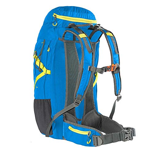 COLUMBUS Mochila K 45 Mochila Ligera y Resistente al Agua Ideal para Senderismo u Otras Actividades al Aire Libre. Incluye Funda para la Lluvia. Capacidad 45 L. Color Azul con Amarillo.