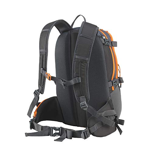 COLUMBUS Mochila Mugarra 30 Mochila de Senderismo Ajustable, con Flujo de Aire en la Espalda. Incluye Funda para la Lluvia. Capacidad 30 L en Color Negro con Detalles en Naranja