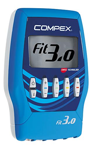 Compex Fit 3.0 Electroestimulador, Unisex, Azul + Pack de electrodos Easysnap Performance 5 x 10 cm 2 Unidades