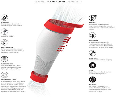 Compressport R2V2 - Manga de compresión para las pantorrillas - Protección muscular, rendimiento y recuperación para el deporte - Ultraligero y anti-fatiga - Correr, Ciclismo, Trail y Triatlón, Blanco