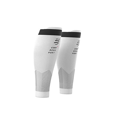 Compressport R2V2 - Manga de compresión para las pantorrillas - Protección muscular, rendimiento y recuperación para el deporte - Ultraligero y anti-fatiga - Correr, Ciclismo, Trail y Triatlón, Blanco