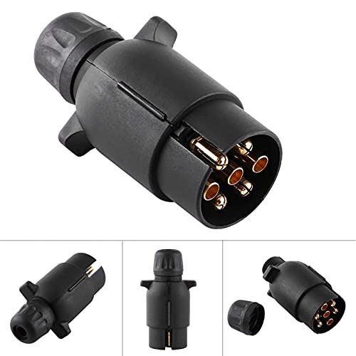 Conector de enchufe de remolque, adaptador de conector de cableado de 7 polos de plástico tipo N de enchufe de remolque eléctrico de 12 V y 7 pines