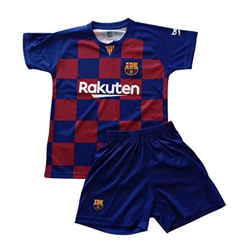 Conjunto Camiseta y pantalón 1 equipación FC. Barcelona 2019-20 - Replica Oficial con Licencia - Dorsal Liso - Niño Talla 14