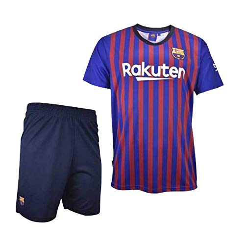 Conjunto Camiseta y Pantalon 1ª Equipación 2018-2019 FC. Barcelona - Réplica Oficial Licenciado - Dorsal 9 Suarez - NiñoTalla 6 años - Medidas Pecho 34.5 - Largo Total 49 - Largo Manga 15 cm.