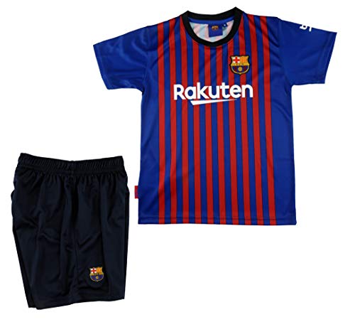 Conjunto Camiseta y Pantalon 1ª Equipación 2018-2019 FC. Barcelona - Réplica Oficial Licenciado - Dorsal Liso - NiñoTalla 6 años - Medidas Pecho 34.5 - Largo Total 49 - Largo Manga 15 cm.