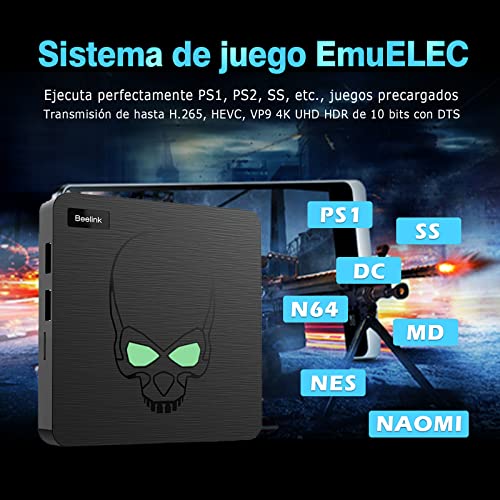 Consola de juegos Super Console X King con 61000 juegos, sistemas EmuELEC 4.3 / Android 9.0 / CoreELEC 3 con salida UHD de 1,4K, compatible con PS1 / PSP / DC, WiFi de doble banda (256GB)