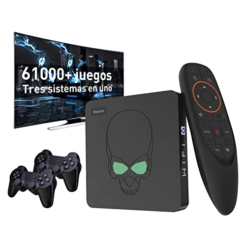 Consola de juegos Super Console X King con 61000 juegos, sistemas EmuELEC 4.3 / Android 9.0 / CoreELEC 3 con salida UHD de 1,4K, compatible con PS1 / PSP / DC, WiFi de doble banda (256GB)