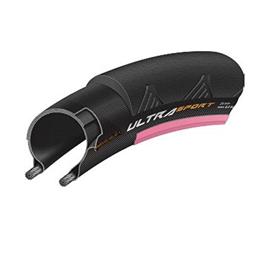 Continental Unisex Ultra Sport II Plegable Neumáticos, Unisex, Ultra Sport II faltbar, Negro/Rosa