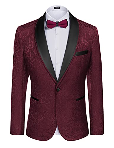 COOFANDY Chaqueta de Traje de Esmoquin Floral para Hombre Chaqueta de Cena Ajustada Chaqueta de Fiesta de graduación de Boda Chaquetas de Chaqueta