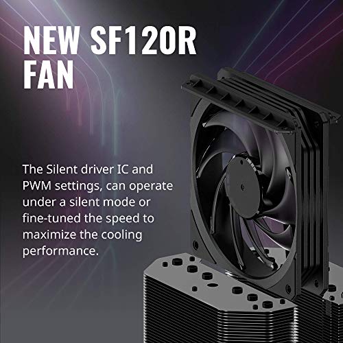 Cooler Master MA620M CPU Air Cooler, Dual Tower Cooler, 6 Heat Pipes, 1 x 120 mm SF120R Fan, Addressble RGB Lighting with Controller, Easy Mounting Solution, Intel / AMD (AM4) Compatible