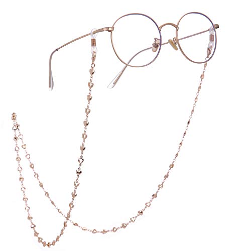 cooltime Plata/oro rosa corazón gafas cadena hombres mujeres gafas accesorios (oro rosa)