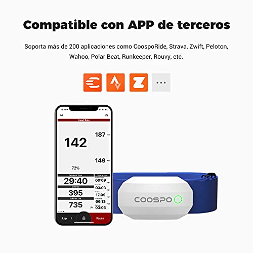 CooSpo Frecuencia Cardíaca Bluetooth Banda Monitor Sensor de Frecuencia Cardíaca Deportivo Ant+ para Garmin Wahoo Suunto Polar UA Run -SW-BU…