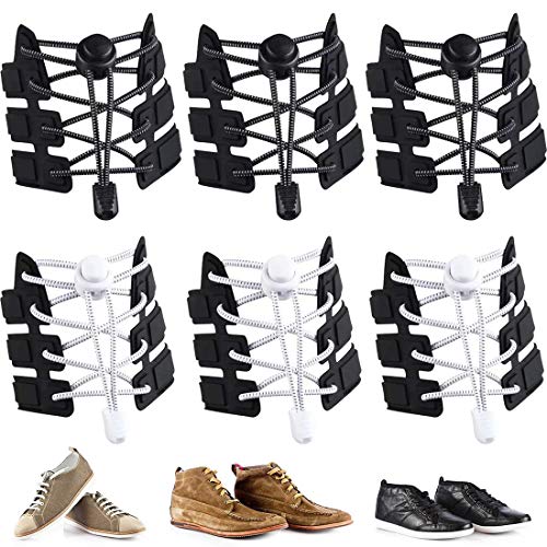 Cordones Elásticos para Zapatillas BESTZY 6 Pares Reflectante Cordones de Zapatos Sin Atar 120 cm para Botas de Andar y Zapatillas para Correr