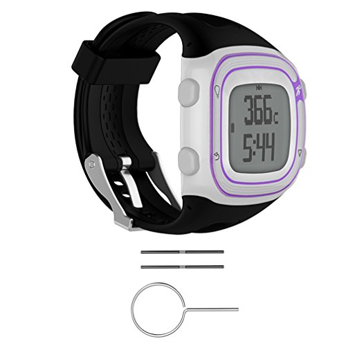 Correa de recambio para Garmin Forerunner 10/15,Meiruo Pulsera para Garmin Forerunner 10/Garmin Forerunner 15 (Negro, L/para Hombre)