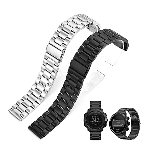 Correa de reloj Correa de reloj de acero inoxidable para Suunto 9 / Ambit 3 Vertical / Spartan Sport HR Correa de reloj de metal Correa de muñeca Pulsera 24 mm Pulsera negra (Color: Plata, Tamaño