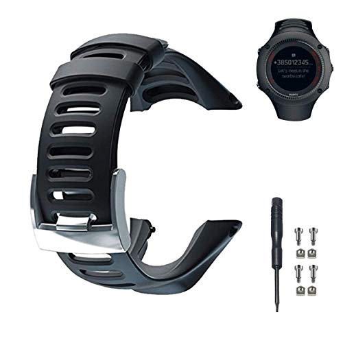 Correa de reloj de repuesto de Phifo, de goma suave, color negro, incluye destornillador y 4 tornillos, compatible con SUUNTO Ambit 3 PEAK, Ambit 2 y 1