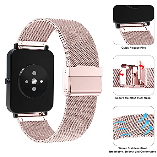 Correa para Amazfit GTS Pulsera, Hatolove 20mm Malla de Acero Inoxidable Reemplazar Banda Pulsera para Amazfit GTR 42mm/Amazfit GTS/GTS 2/2 Mini/2e/Amazfit Bip/Bip Lite/Bip S/Bip U/U Pro/Bip S Lite