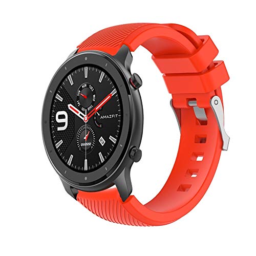 Correa Pulsera Compatible Con 47MM Banda De Silicona/Ajustable Para Smartwatch Reemplazo De Correa Saisiyiky (Rojo)