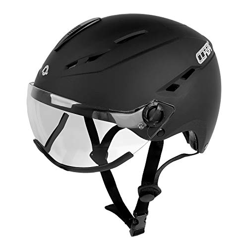 Corsa Casco de Bicicleta con Gafas y ventilaciones Ajustables Cascos de montaña y Carretera para Hombre y Mujer (Negro)