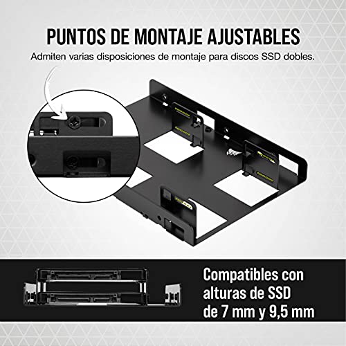 Corsair CSSD-BRKT2 - Tapa con Tornillos para Caja de Ordenador, Suporte Dual de SSD, 145 x 101 x 23 mm, Negro