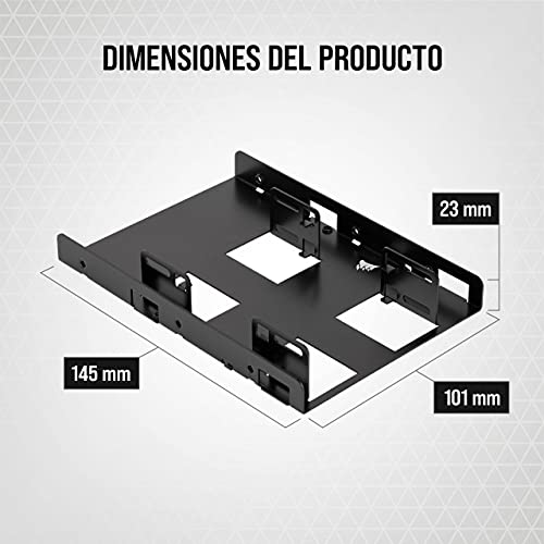 Corsair CSSD-BRKT2 - Tapa con Tornillos para Caja de Ordenador, Suporte Dual de SSD, 145 x 101 x 23 mm, Negro