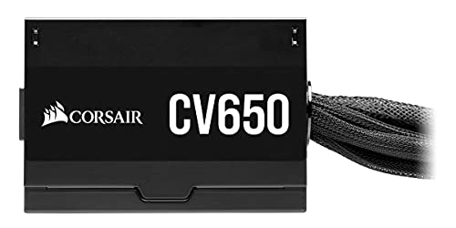 Corsair CV650 80 PLUS Bronze No Modular ATX 650 Vatios Alimentación Corriente Estable Plena, Ventilador de Refrigeración Silencioso de 120 mm, Carcasa Compacta, Carcasa y Cables Negros EU Negro