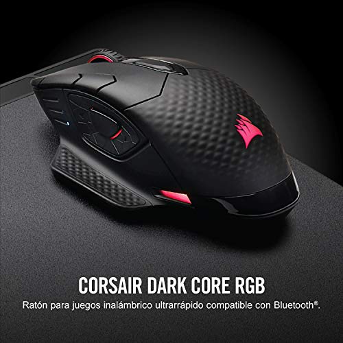Corsair Dark Core RGB, Ratón óptico para Juegos inalámbrico (retroiluminación LED RGB, 16 000 PPP, inalámbrico),sin Carga Inalámbrica Qi,Negro, 16.000 PPP