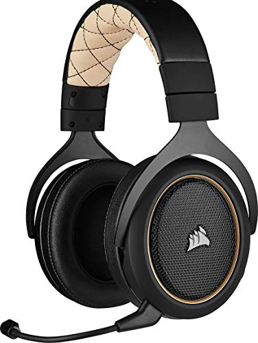 Corsair HS70 PRO Wireless - Auriculares para juegos, hasta 12 metros de alcance inalámbrico, compatibles con PC y PS4, sonido envolvente 7.1 solo disponible en PC, Color Crema (EU)