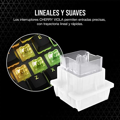 Corsair K60 RGB PRO Teclado Mecánico para Juegos (Interruptores CHERRY VIOLA: Suave y Rápido, Estructura de Aluminio Duradero, Retroiluminación RGB Personalizable) Negro