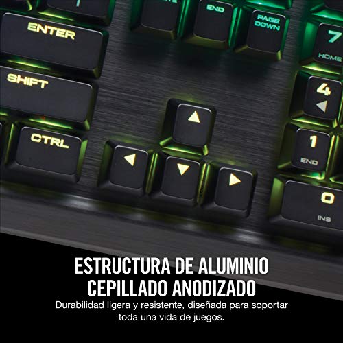 Corsair K70 RGB MK.2 Teclado Mecánico, USB, Alámbrico, Tamaño Único, Cherry MX Red (Suave y rápido)