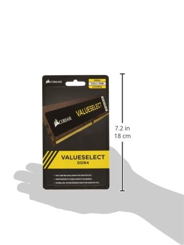 Corsair Value Select - Módulo de Memoria Principal de 8 GB (1 x 8 GB, DDR4, 2133 MHz, CL15), Negro (CMV8GX4M1A2133C15)