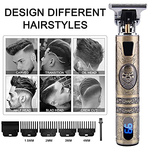 Cortapelos Hombre Profesional,Maquinilla Cortar Pelo Hombre con Pantalla LCD,Recortadora de Barba Impermeable,4 peine cortapelo,Carga USB