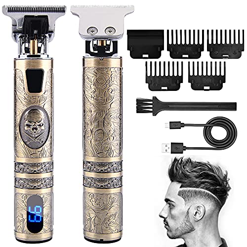 Cortapelos Hombre Profesional,Maquinilla Cortar Pelo Hombre con Pantalla LCD,Recortadora de Barba Impermeable,4 peine cortapelo,Carga USB