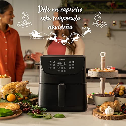 COSORI Freidora sin Aceite 5,5L, Freidora Aire Caliente con 11 Programas, Air Fryer con Función Mantener Caliente, Pantalla LED Táctil, Temporizador, Sin BPA ni PFOA, 100 Recetas PDF, 1700W