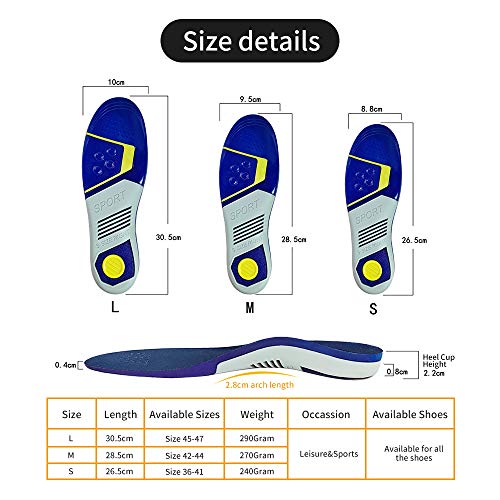 CosyInSofa plantillas ortopédicas soporte de arco para fascitis plantar férulas de tobillo de Aquiles espinillas arcos caídos arcos caídos plantares sobre pronación ortheheel (45/47EU, Azul)