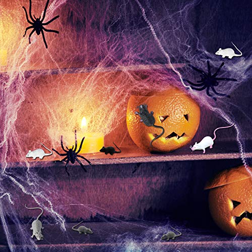 Cotiny 12 piezas de Halloween falso ratas de plástico simulación de ratas modelo realista de ratón, ratón de plástico para Halloween, juguete broma, broma, decoración de fiesta, 2 tamaños